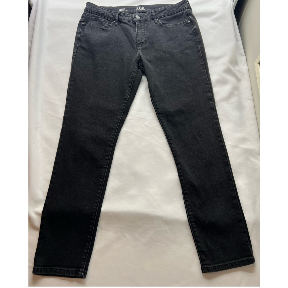 Women's Black ANA A New‎ Approach Denim Mid Rise Skinny Jeans Plus Size 14